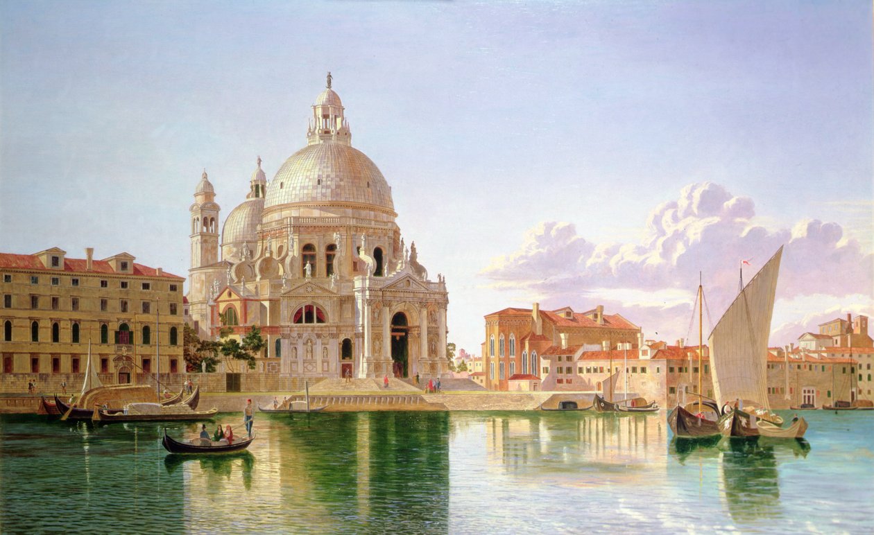 Pohled na Santa Maria Della Salute, Benátky (olej na plátně) od William H. Burnett