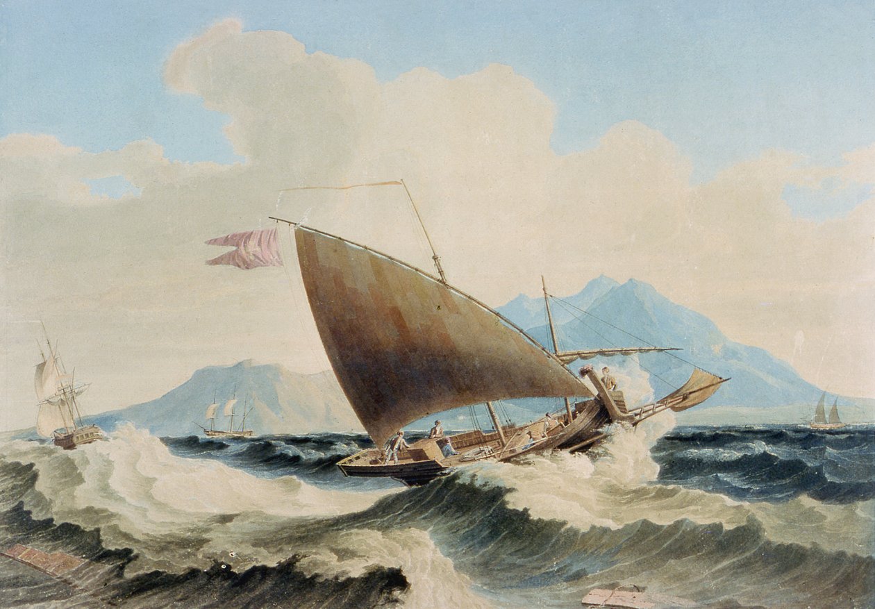 Pohled na ostrov Lipari a maltské Speronare od William H. Burnett