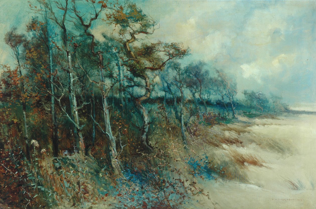 Stromy v písčité krajině, Heysham, 1915 od William H. Parkinson