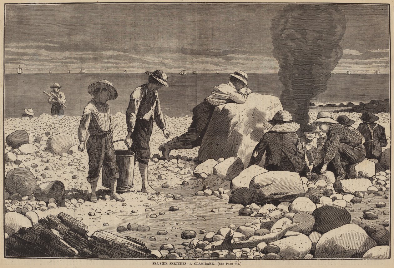 Náčrtky na mořské straně - A Clam-Bake od William H. Redding after Winslow Homer
