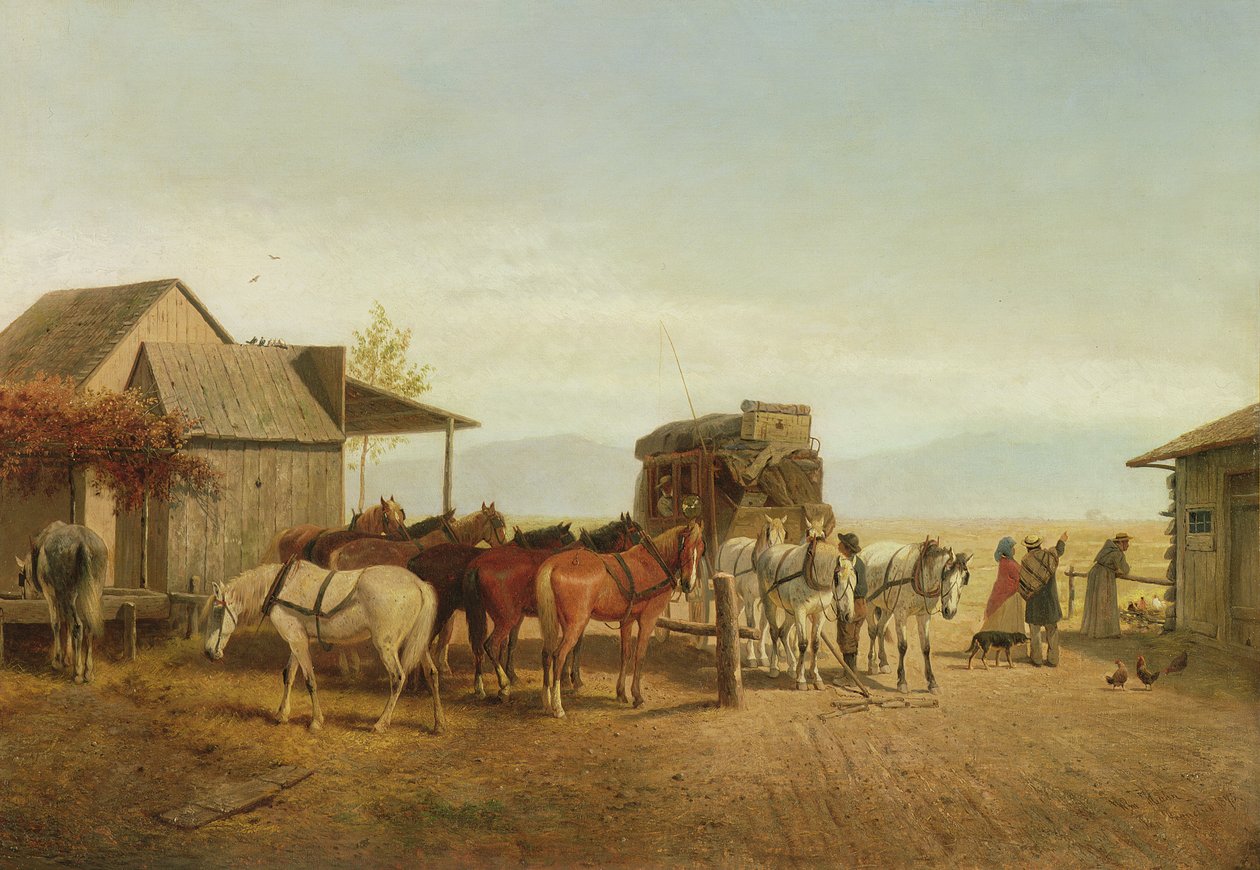 California Stagecoach Halt, 1875 od William Hahn