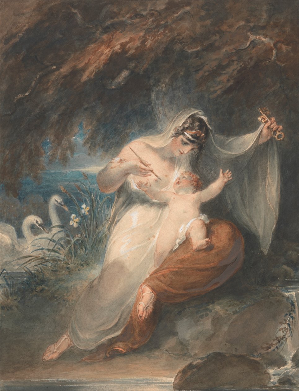 Příroda se zjevuje dítěti Shakespearovi: Thomas Gray, Pokrok poesie, III.1 od William Hamilton