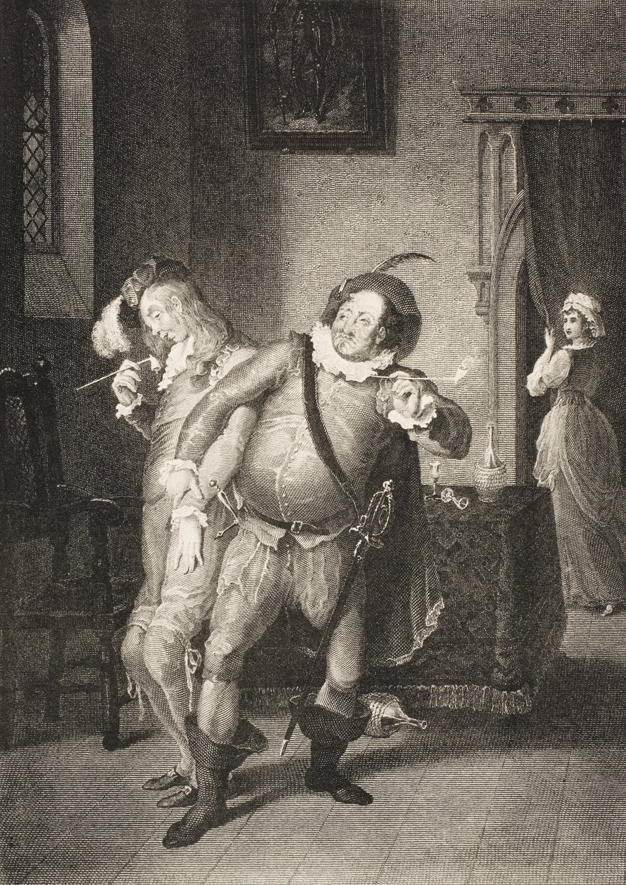 Oliviin dům, II. dějství, III. scéna, z knihy "Twelfth Night, Or What You Will", z The Boydell Shakespeare Gallery, vydáno koncem 19. stol. od William Hamilton