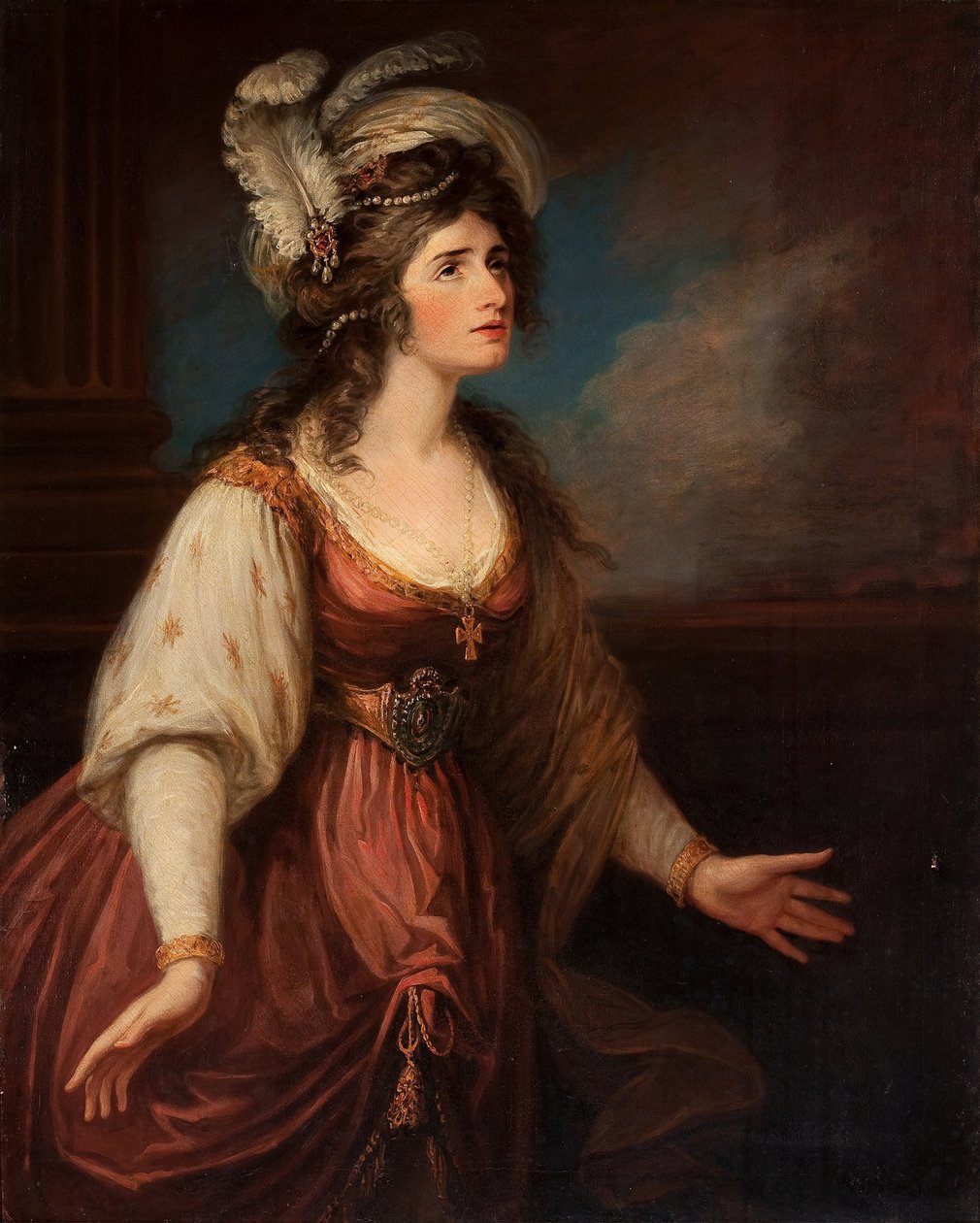 Portrét Sarah Siddonsové (1755-1831) jako Zara, od Hamiltona, Williama (1751-1801). Olej na plátně, cca 1784. Rozměr : 127x101,6 cm. Soukromá sbírka od William Hamilton