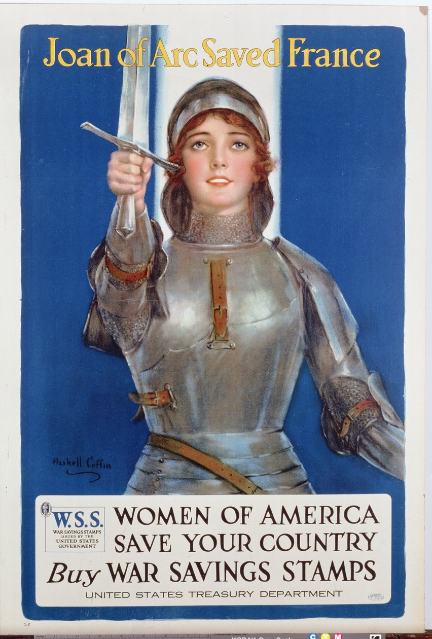 "Johanka z Arku zachránila Francii", plakát válečných spořicích známek Spojených států, 1918 od William Haskell Coffin