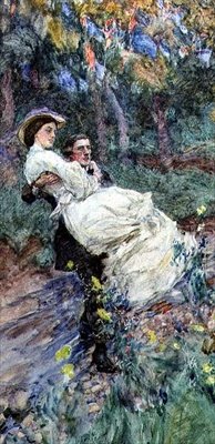 Crossing the Brook (akvarel na papíře) od William Hatherell