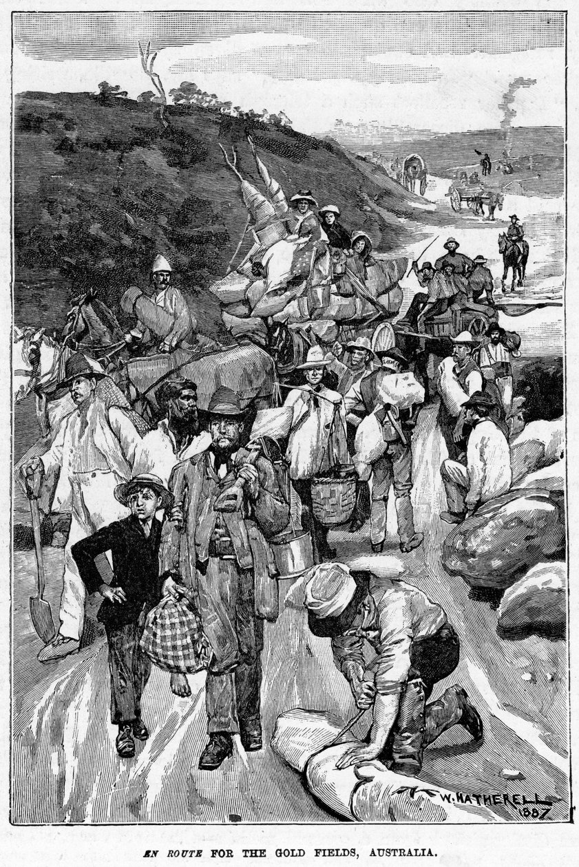 Na cestě ke zlatým polím, Austrálie, 1887. od William Hatherell