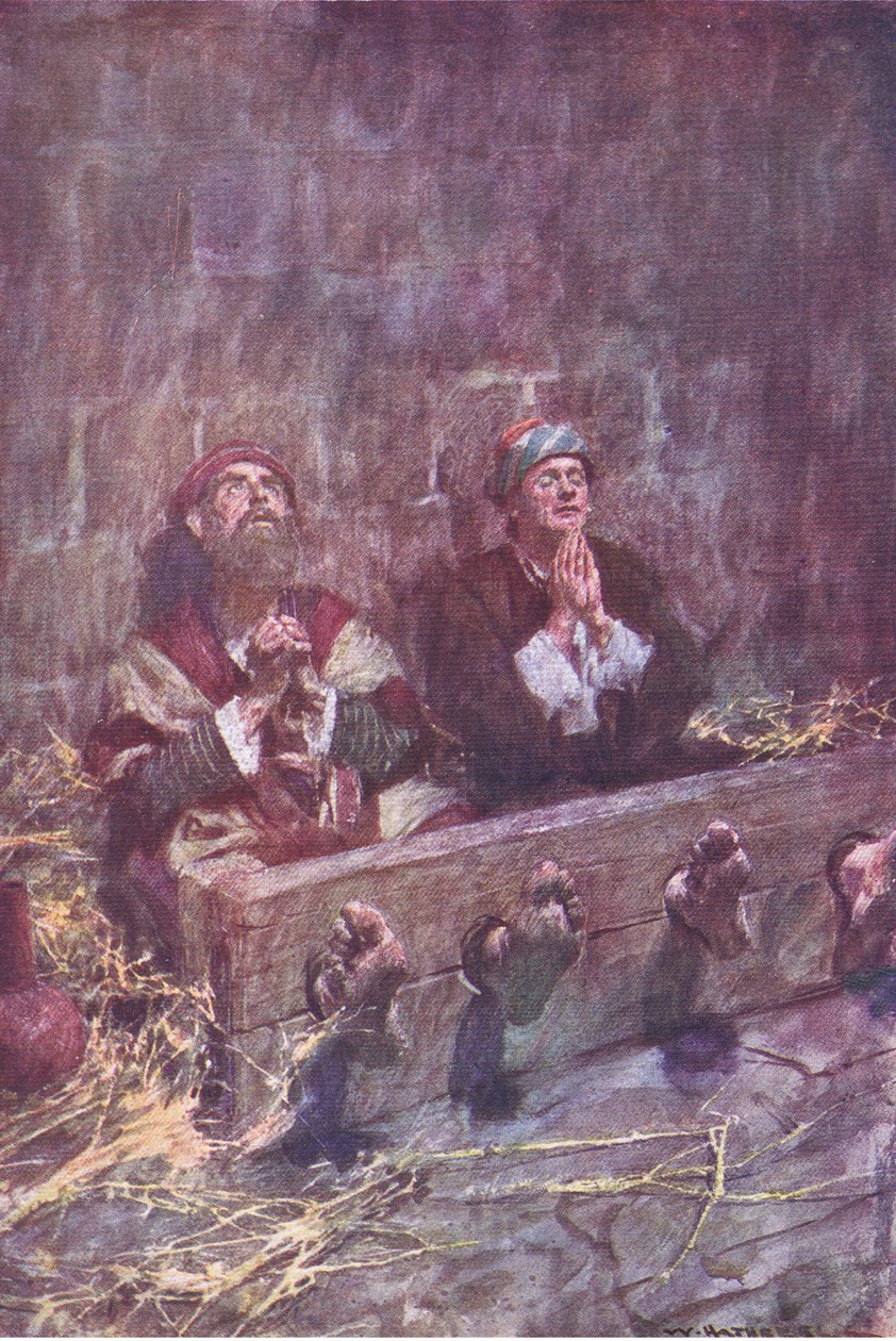 Paul a Silas ve vězení, z The Bible Story vydané nakladatelstvím Hodder & Stoughton, kolem roku 1930 od William Hatherell