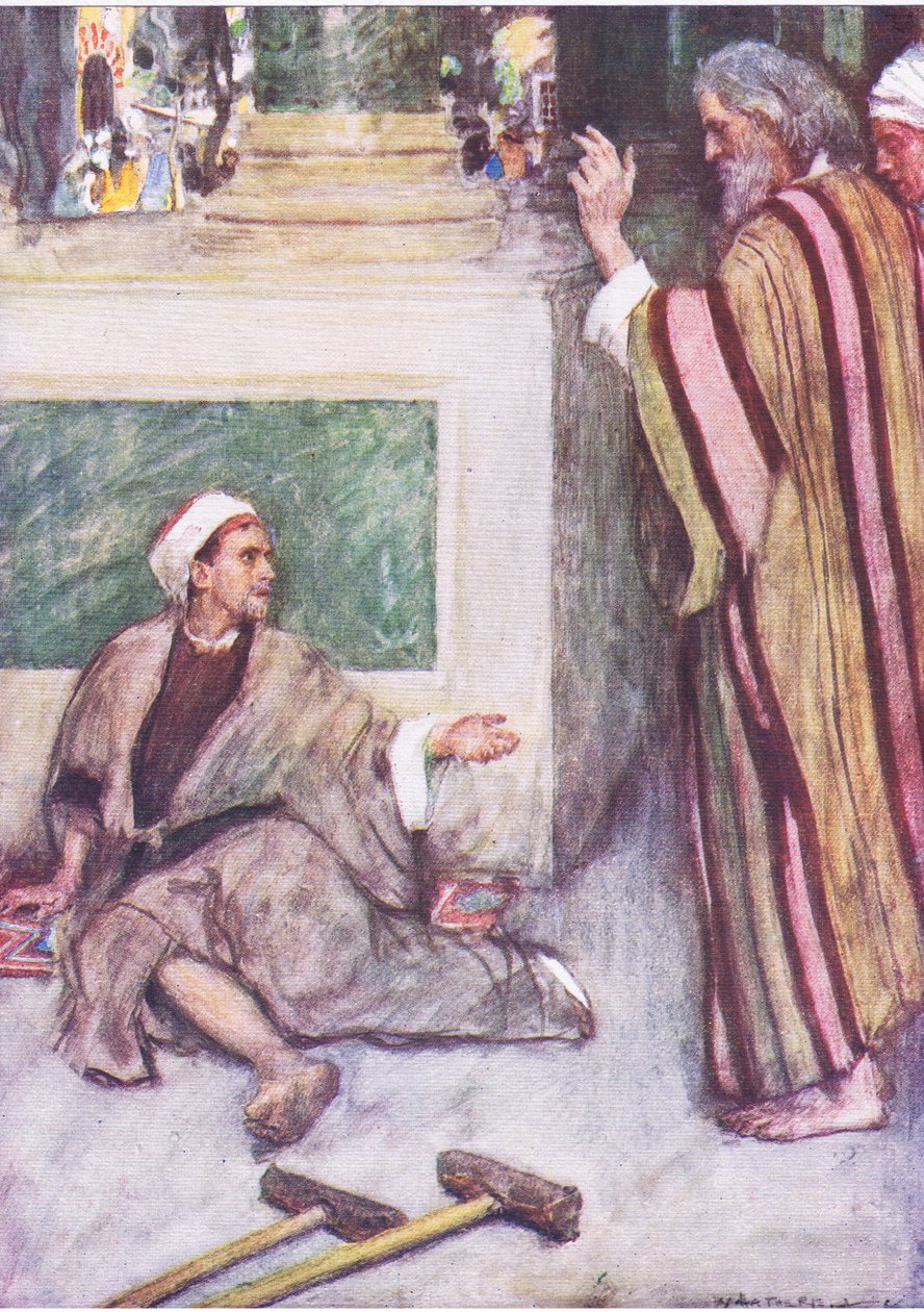 Peter a John léčení chromého muže, z The Bible Story vydané nakladatelstvím Hodder & Stoughton, kolem roku 1930 od William Hatherell