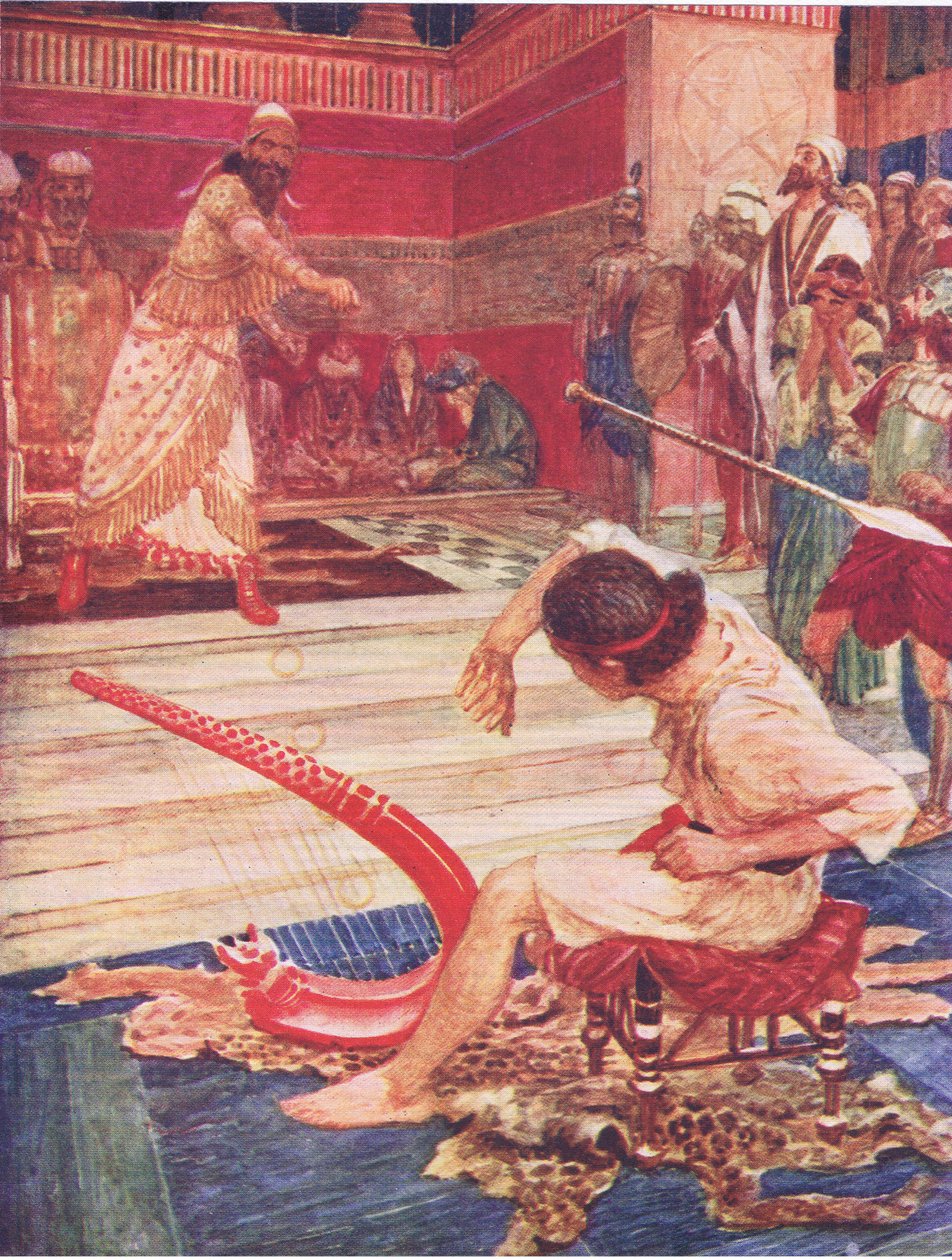 Saul a David, z The Bible Story vydané nakladatelstvím Hodder & Stoughton, kolem roku 1930 od William Hatherell