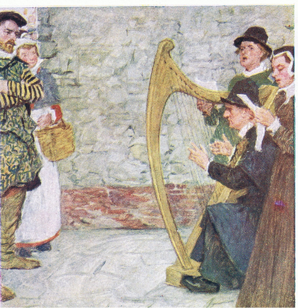 Shakespeare poslouchá zpěváky balad poblíž Somerset House, z My Magazine, pub.1922 od William Hatherell