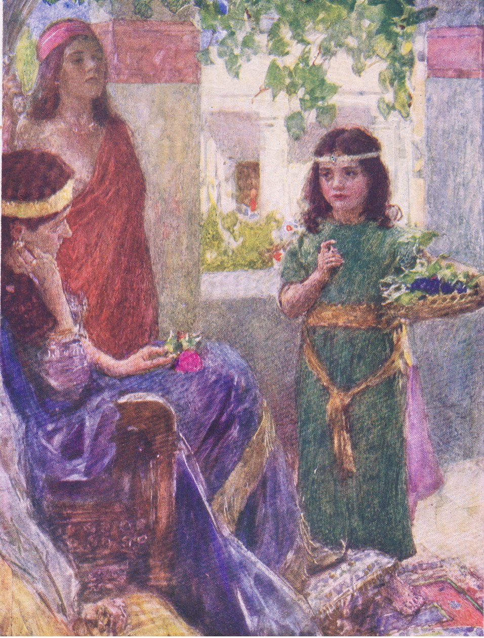 Malá služebná Naamanovy manželky, z The Bible Story vydané nakladatelstvím Hodder & Stoughton, kolem roku 1930 od William Hatherell