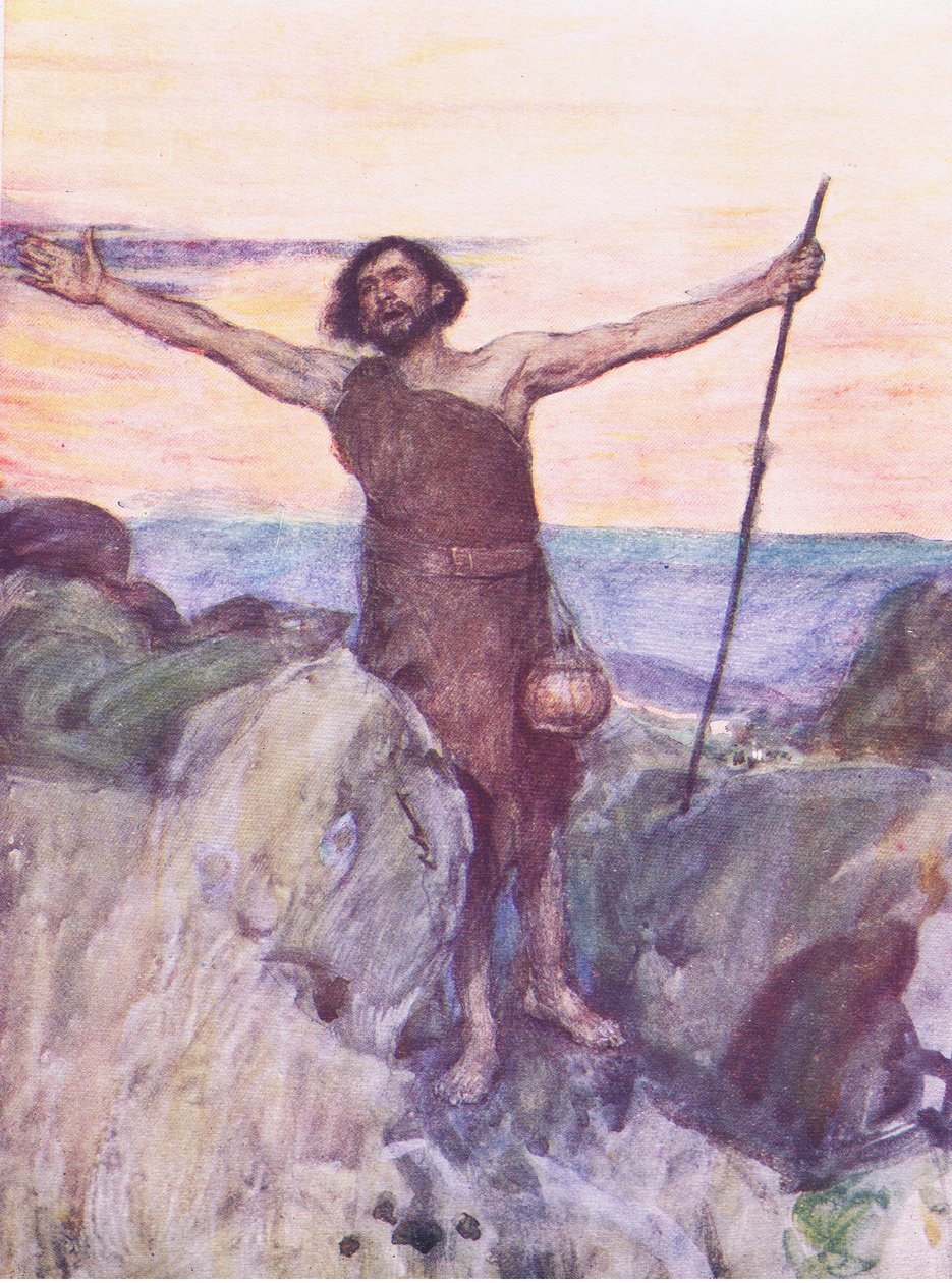 Hlas toho, kdo pláče v poušti, z The Bible Story vydané nakladatelstvím Hodder & Stoughton, kolem roku 1930 od William Hatherell