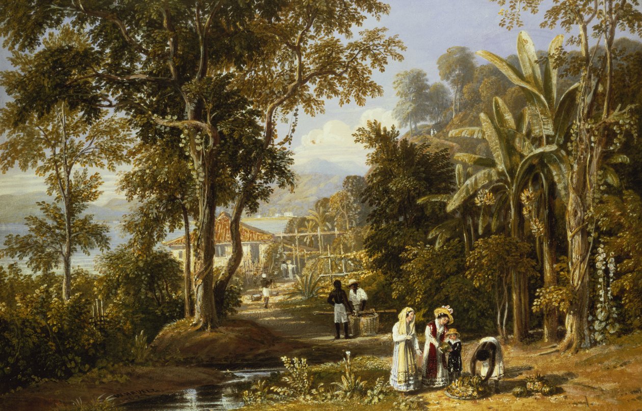 Zahradní scéna na pobřeží Braganza, Rio de Janeiro, 1827 od William Havell