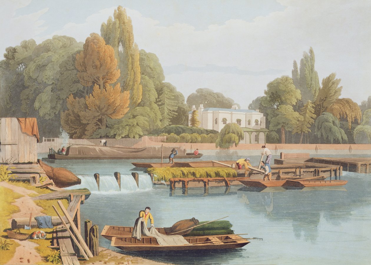 Jez, z Marlow Bridge, vyrytý Robertem Havellem mladším (1793-1878) publikoval 1818 (akvatinta) od William Havell