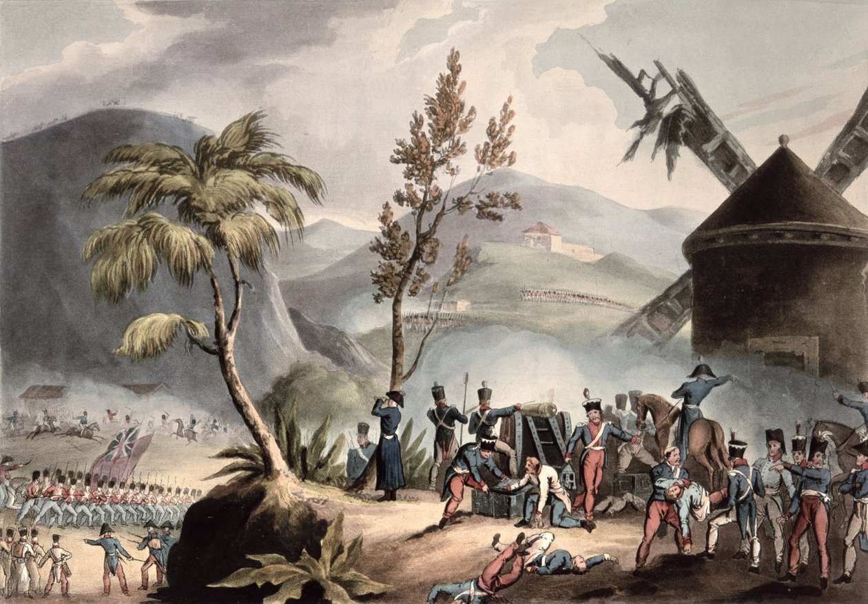 Bitva u Roleia, 17. srpna 1808, vyryl Thomas Sutherland (b.c.1785) (akvatinta) od William Heath