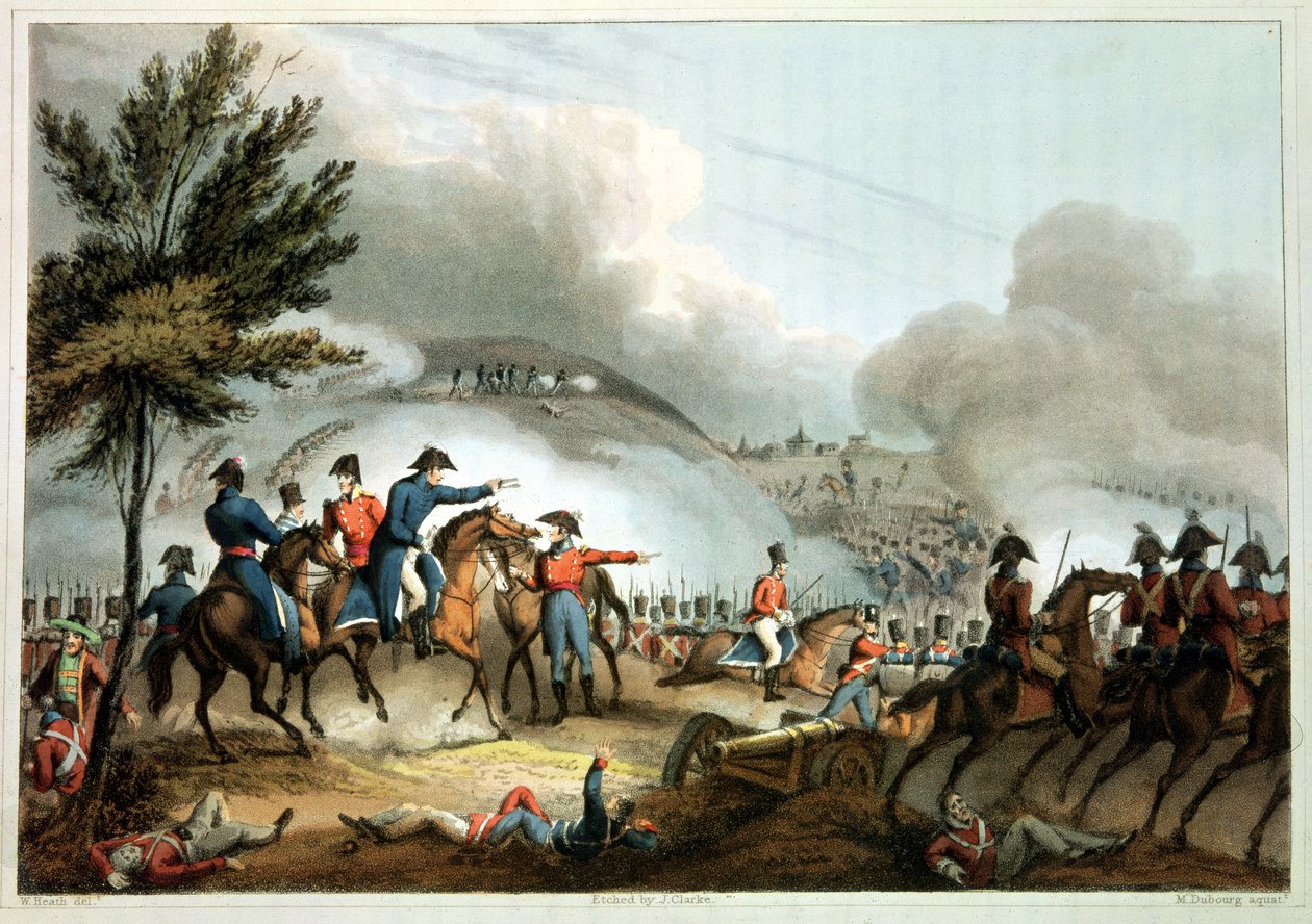Bitva u Salamance, 22. července 1812, lept J. Clarke, kolorováno M. Dubourgem (akvatinta) od William Heath