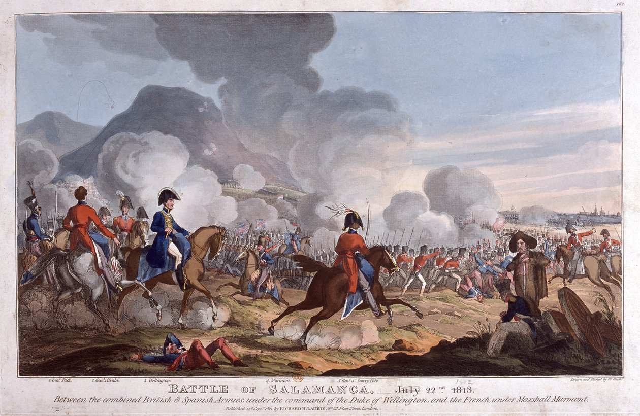 Bitva u Salamance 22. července 1812, publikováno 1821 (akvatinta) od William Heath