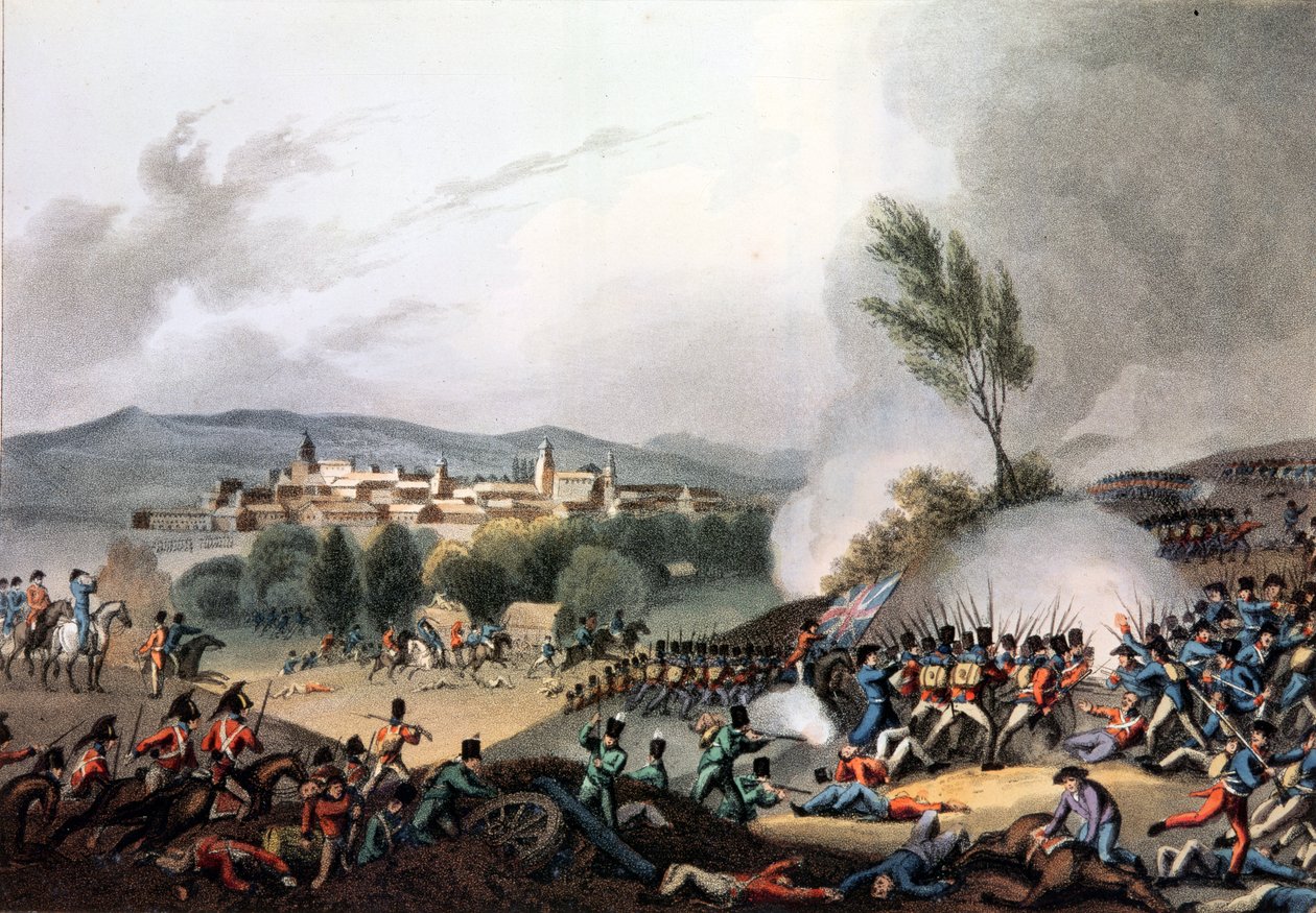 Bitva u Vittorie, 21. června 1813, lept I. Clark, akvatinováno M. DuBourgem (akvatinta) od William Heath