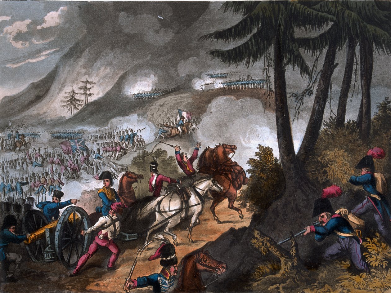 Bitva o Pyreneje v roce 1813, vyryl J.C. Stadler, vydal Thomas Tegg, 1818 od William Heath