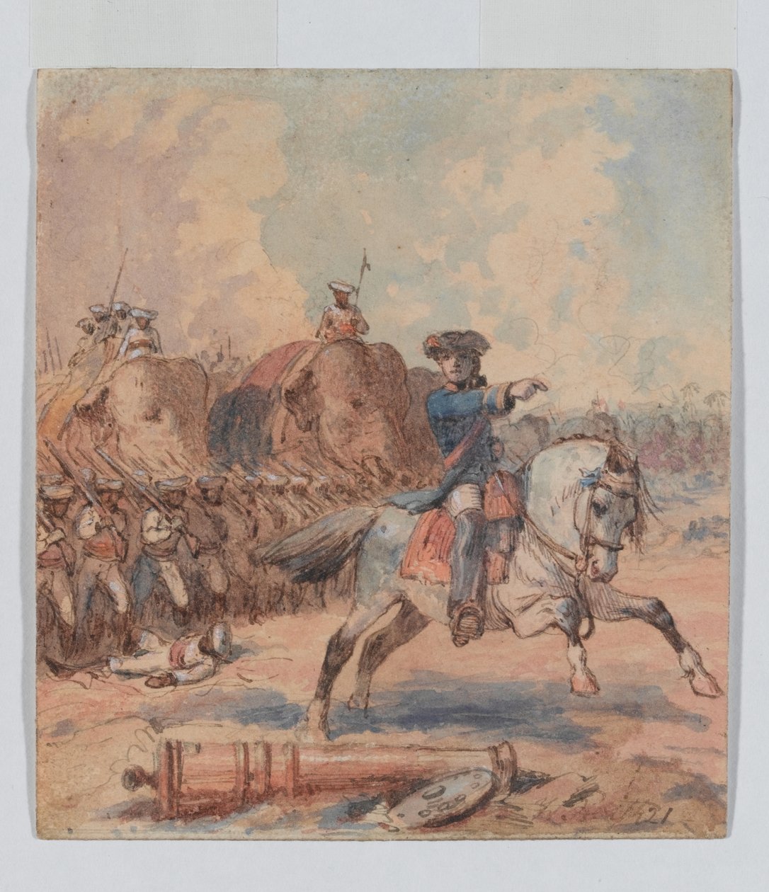 Clive at Plassey (1757), cca 1821 (akvarel a inkoust) od William Heath
