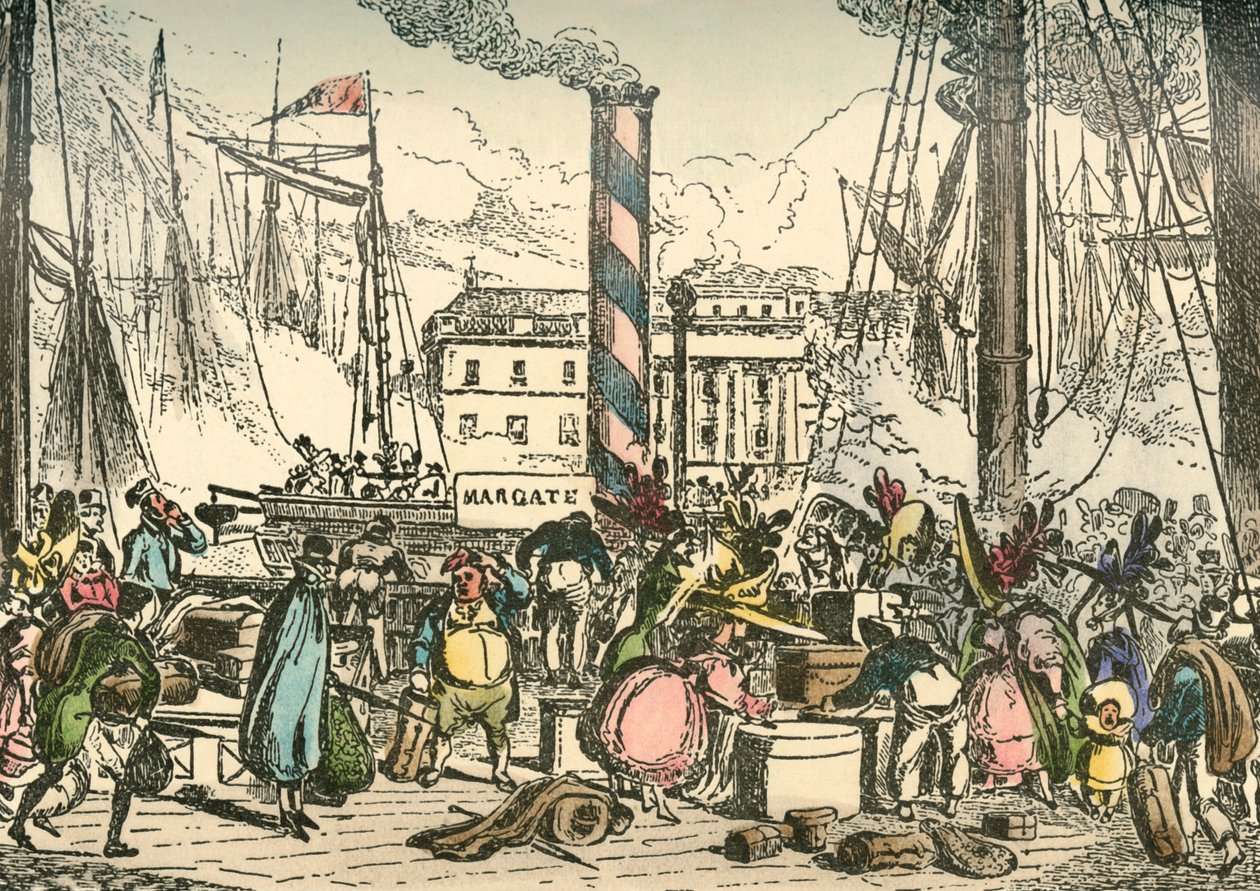 Nástup na palubu Margate Steam Packet v London Bridges Wharf, 1838 od William Heath