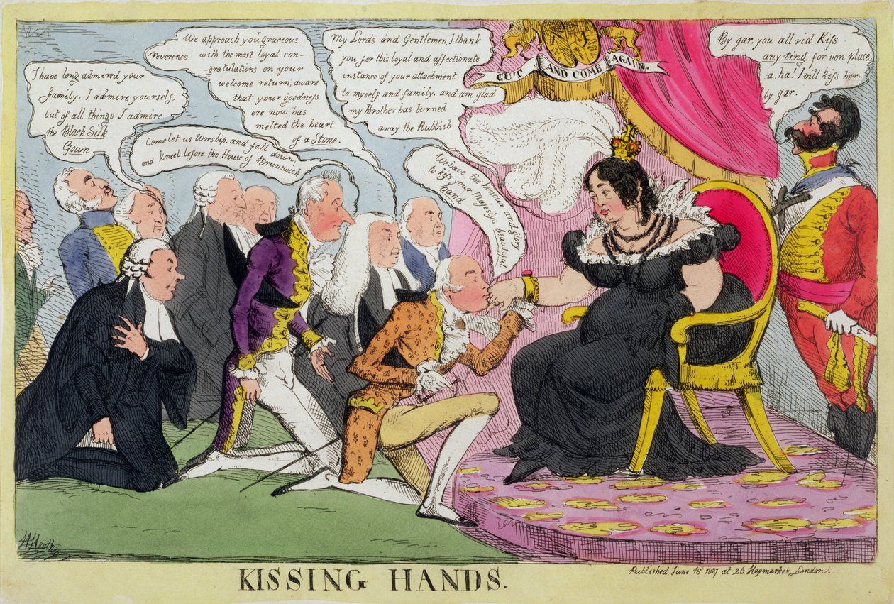 Kissing Hands, publikoval 1827 od William Heath
