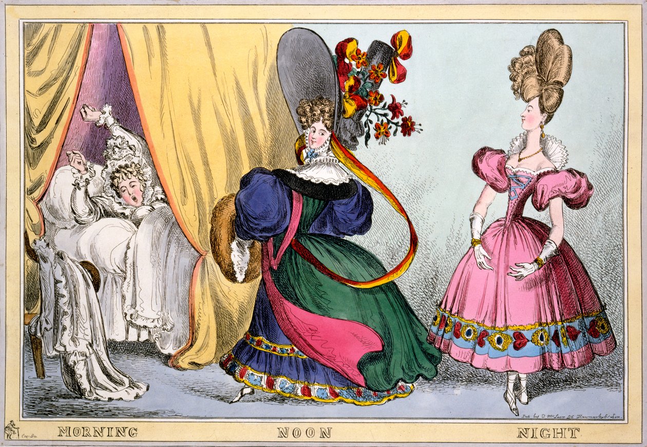 Morning Noon Night, cca 1828 (ručně kolorovaná rytina) od William Heath