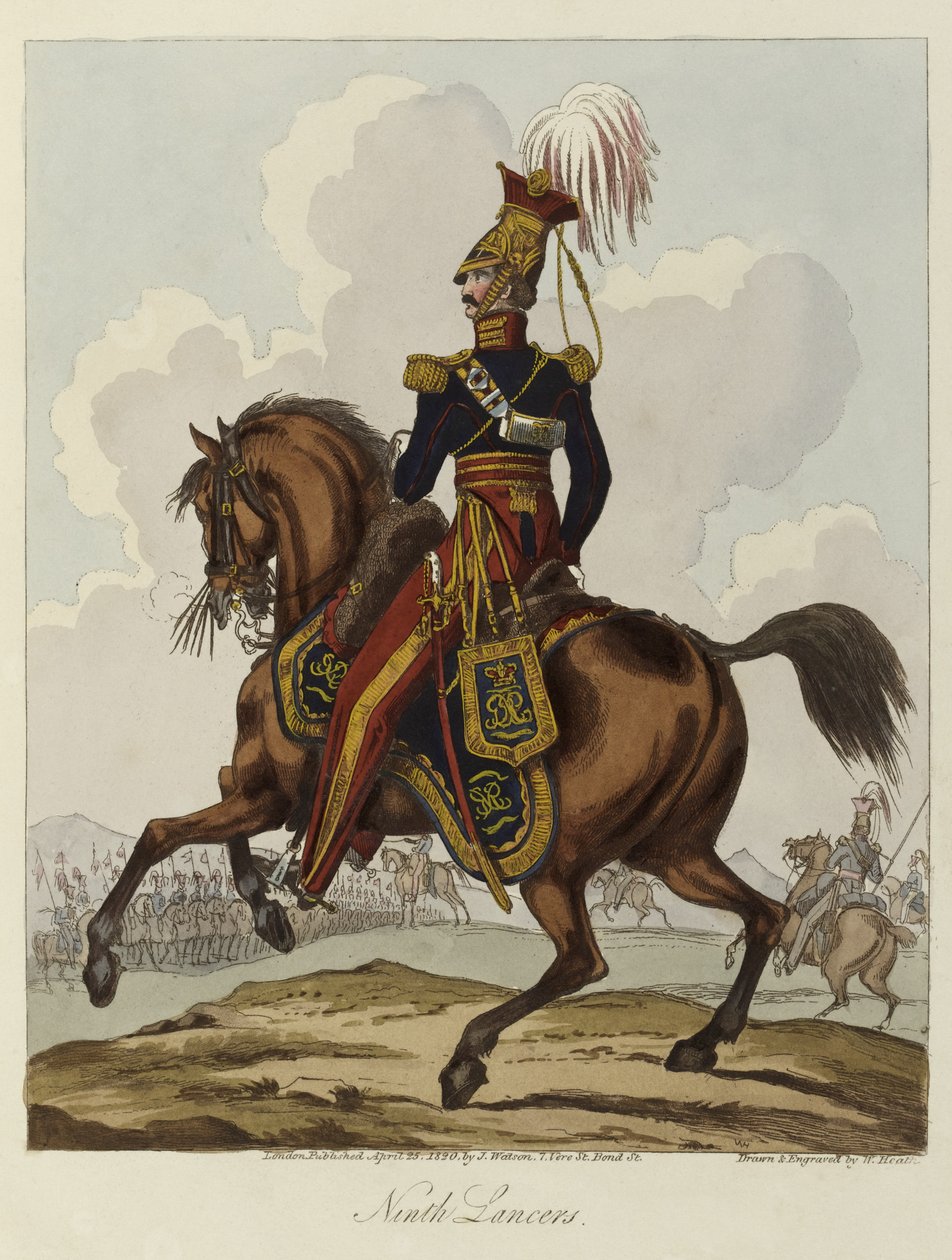 Devátí husaři, 1820 (barevná akvatinta) od William Heath