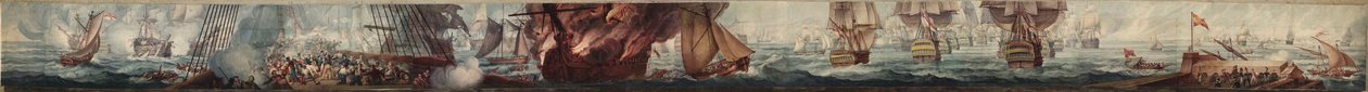 Panorama bitvy u Trafalgaru, asi 1820 (akvarel) od William Heath