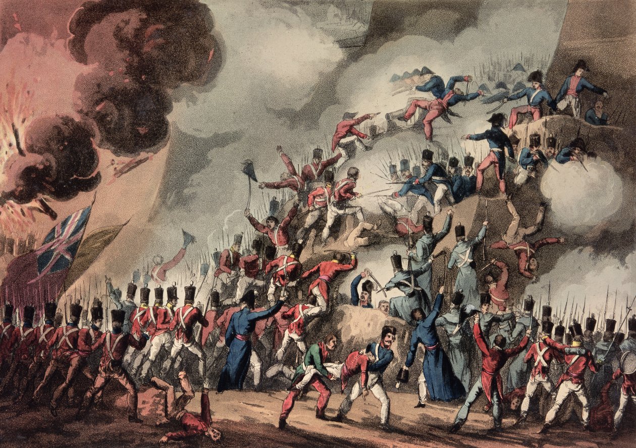 Storming of St. Sebastian, 31st August, 1813, ryt Thomas Sutherland (b.c.1785) od William Heath