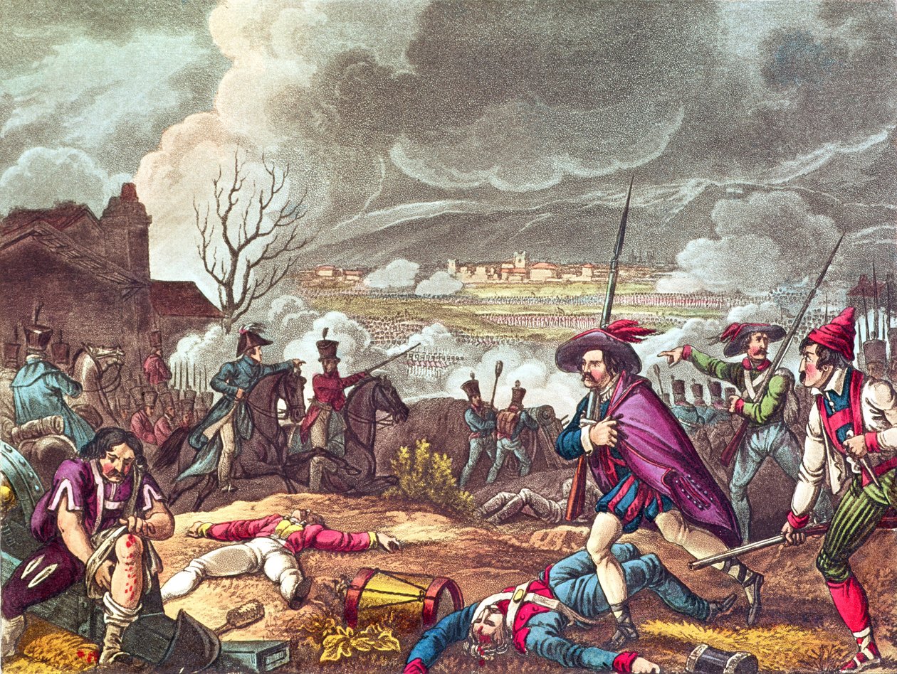 Bitva u Toulouse, 10. dubna 1814, vyryl J.C. Stadler (fl. 1780-1812) (akvatinta) od William Heath