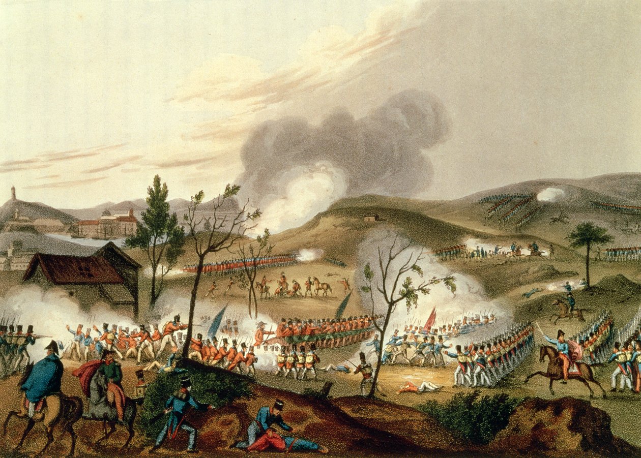 Bitva u Waterloo, 18. června 1815 (akvatinta) od William Heath