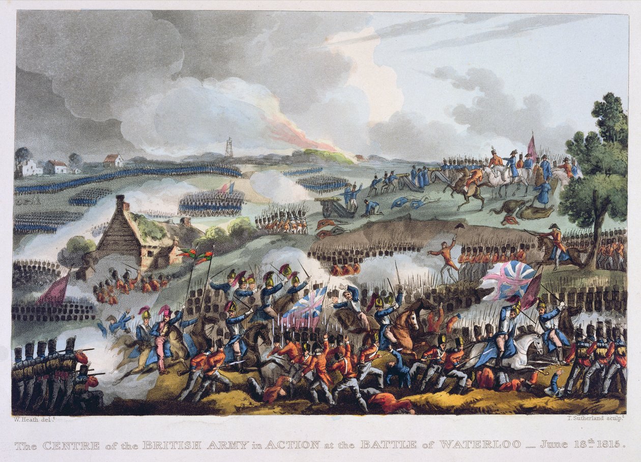 Střed britské armády v akci v bitvě u Waterloo, 18. června 1815, z 
