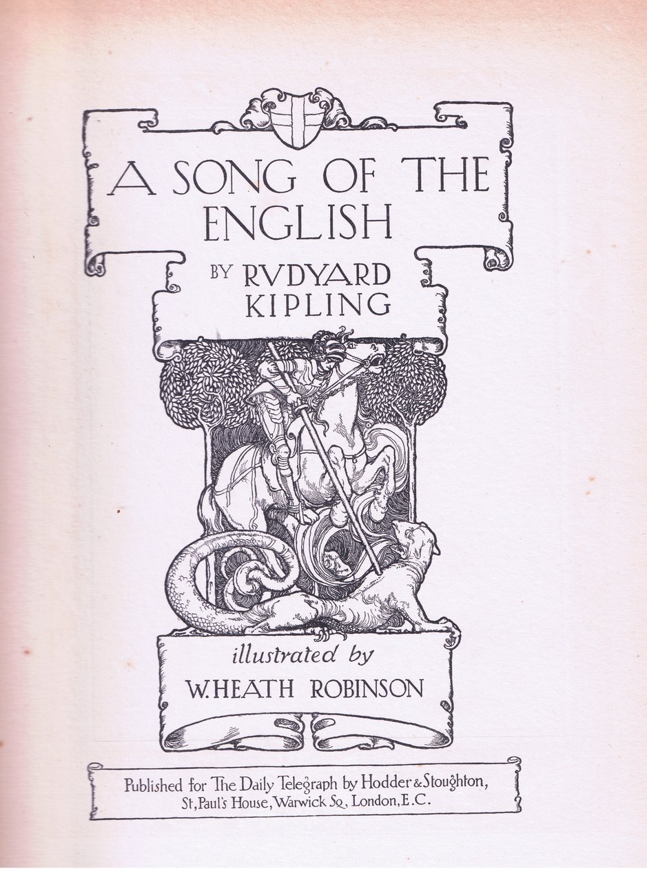 A Song of the English titulní strana (St George and the Dragon) od William Heath Robinson