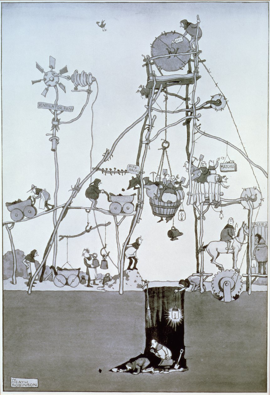 Hlava jámy, asi 1930 od William Heath Robinson