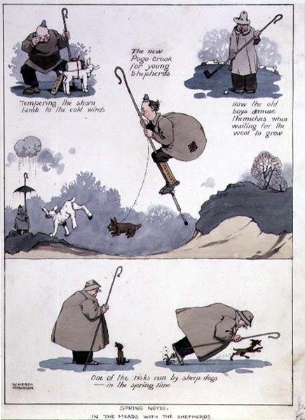Jarní poznámky - Na medovinách s pastýři (akvarel) od William Heath Robinson