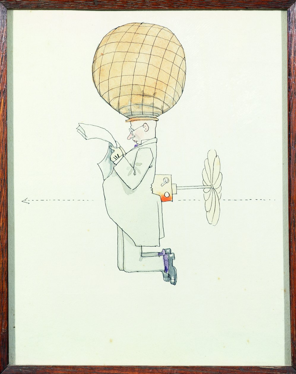 Osobní letecký cestovní systém pro pány od William Heath Robinson