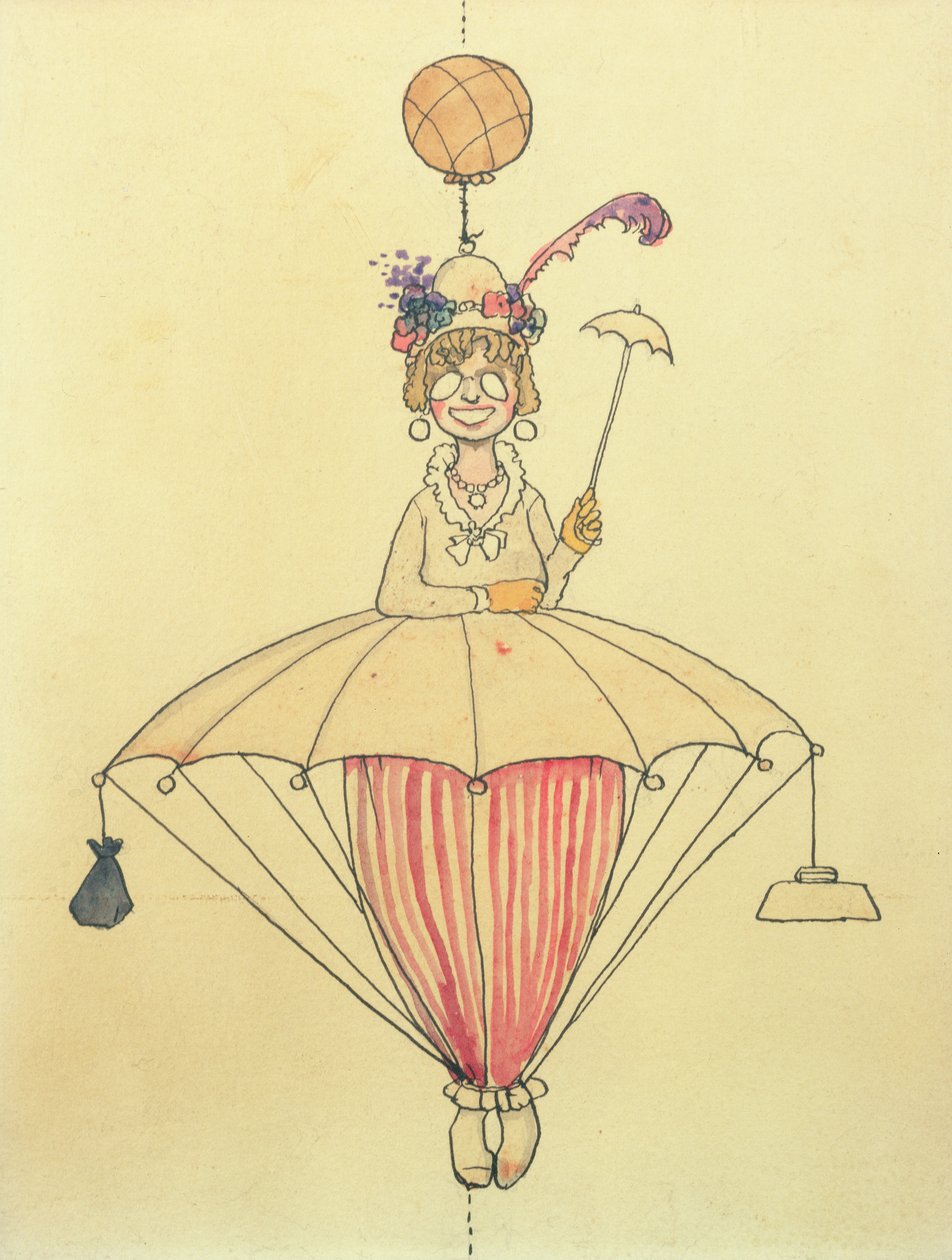 Osobní letecký cestovní systém pro dámy od William Heath Robinson
