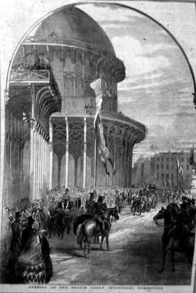 Zahájení Velké průmyslové výstavy z roku 1853 v Dublinu z „Scenery and Antiquities of Ireland“ od George Virtue od William Henry (after) Bartlett