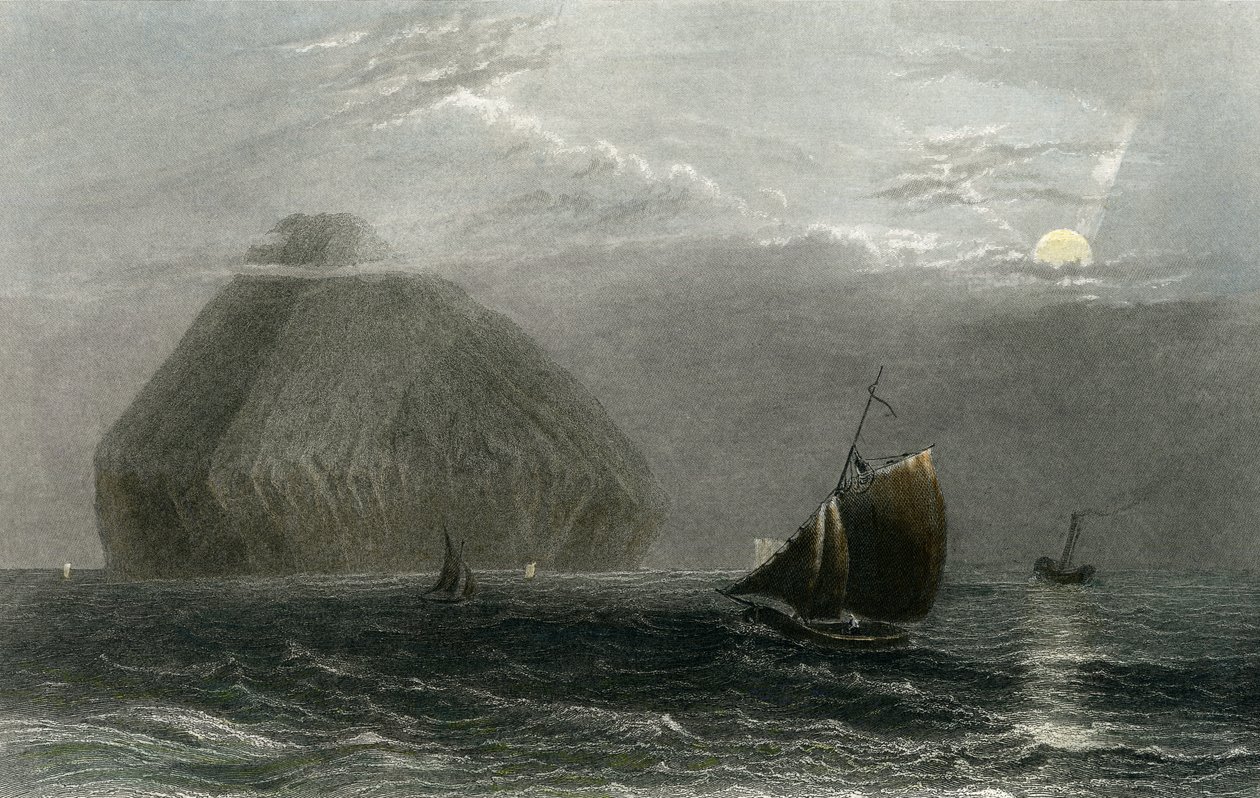 Ailsa Craig, vyryl J. T. Willmore (ručně kolorovaná rytina) od William Henry Bartlett