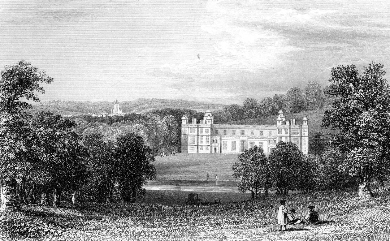 Audley End, Essex, vyryl Henry Adlard, 1832 od William Henry Bartlett