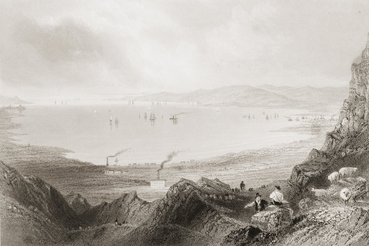 Belfast Lough, hrabství Antrim, z „Scenérie a starožitnosti Irska“ od George Virtue, 1860 od William Henry Bartlett