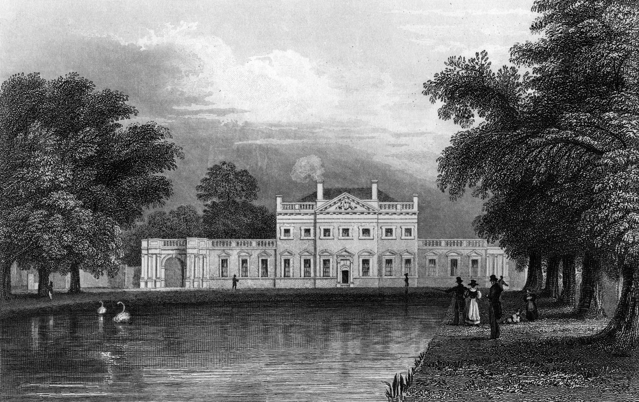 Boreham House, Essex, vyrytý John Rogers, 1831 od William Henry Bartlett