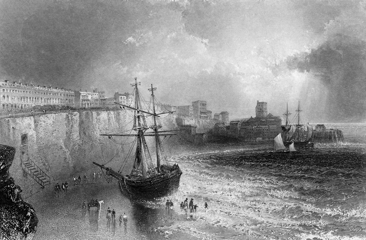 Broadstairs, Kent, vyryl Robert Brandard, 1842 od William Henry Bartlett
