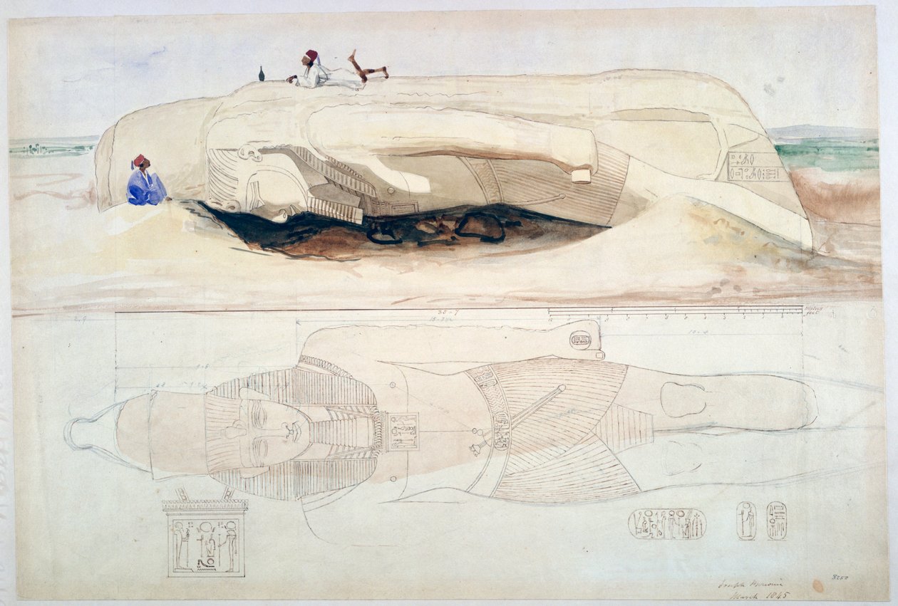 Kolos Ramesse II, Memphis, 1845 od William Henry Bartlett