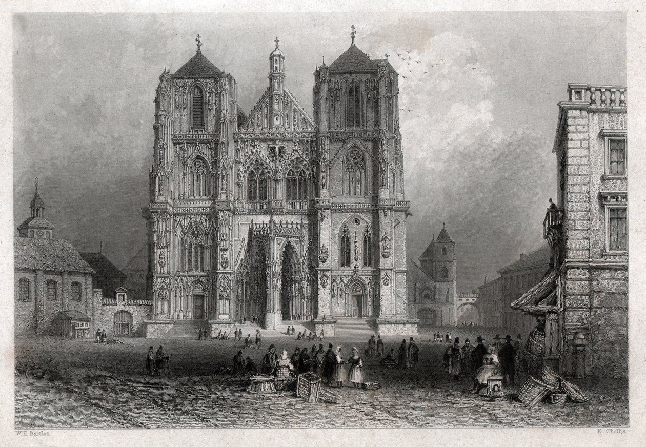 Dóm v Řezně. (rytina, cca 1830) od William Henry Bartlett