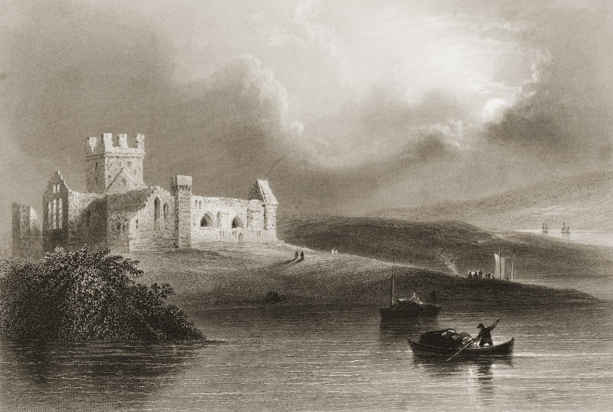 Dunbrody Abbey, County Wexford, Irsko, z „Scenery and Antiquities of Ireland“ od George Virtue, 1860 od William Henry Bartlett