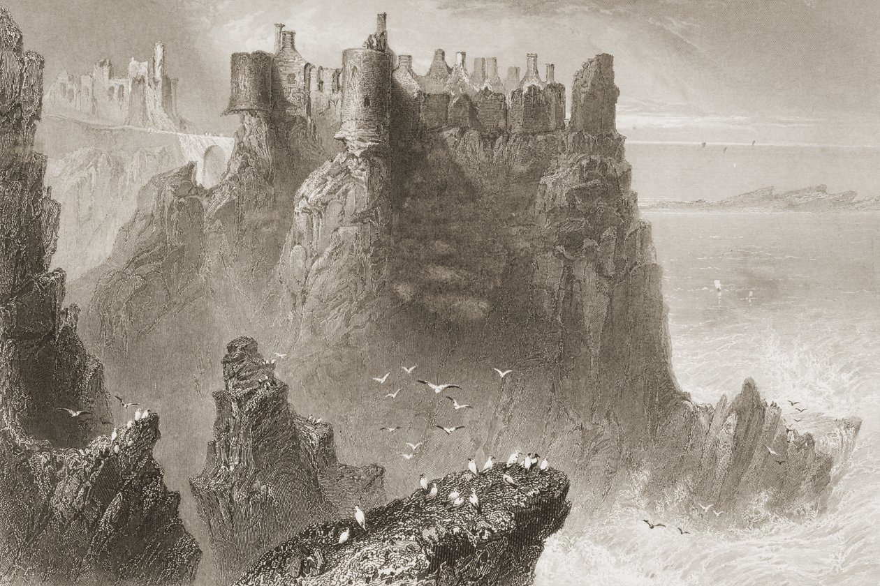 Hrad Dunluce, hrabství Antrim, Severní Irsko, z 