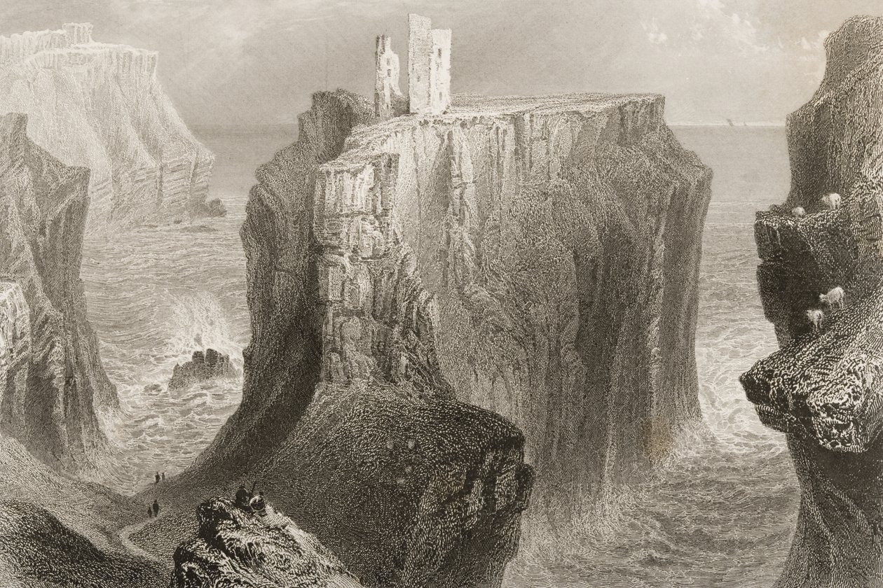 Hrad Dunseverick, hrabství Antrim, Severní Irsko, z 